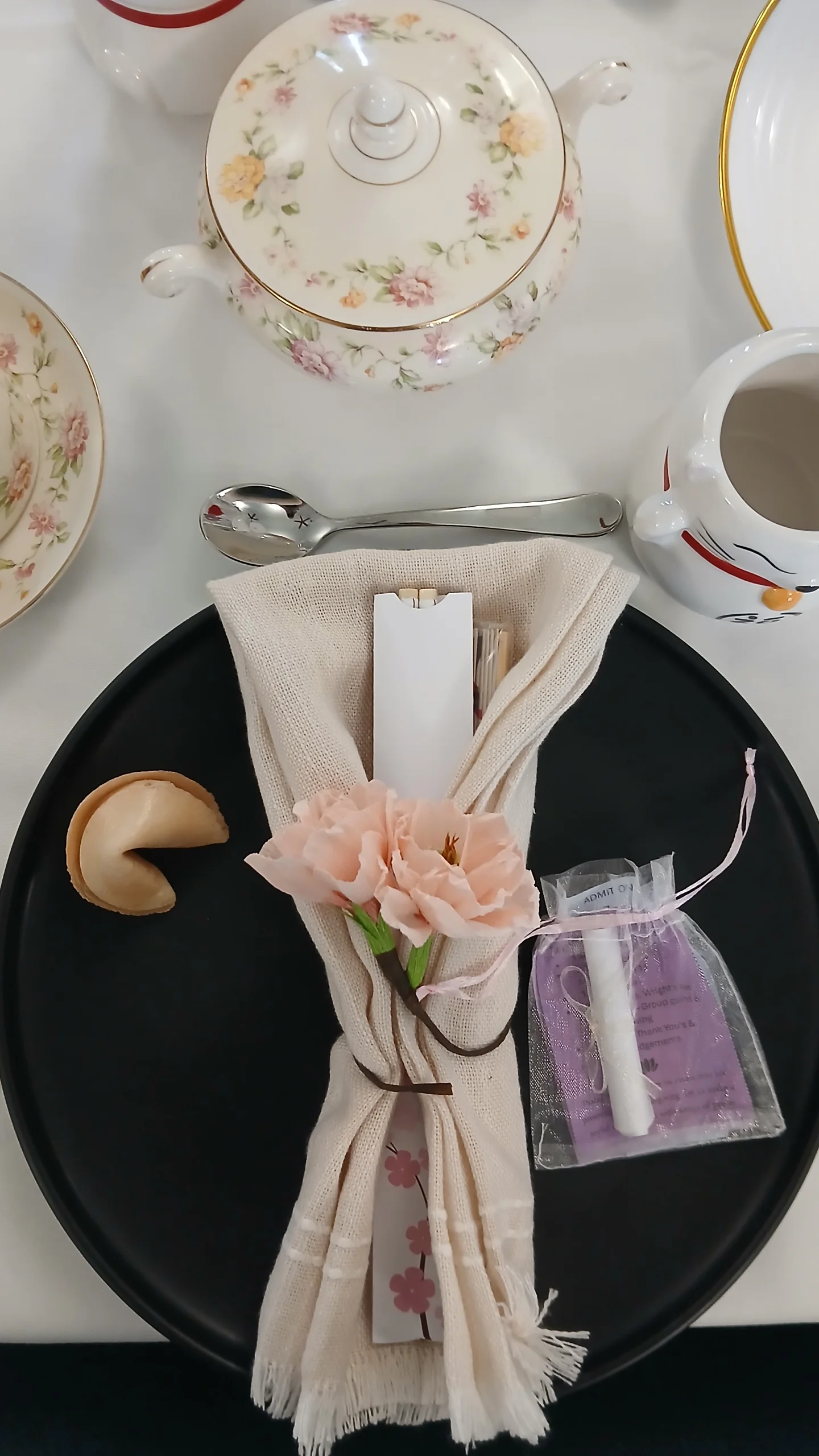 Tea party hostess table display